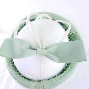 Vintage Green and White Elegant Classic Hat with Bow